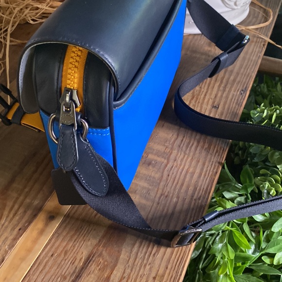 Coach Track Crossbody In ColorBlock with Coach Branding on Front Flap - Picture 11 of 16